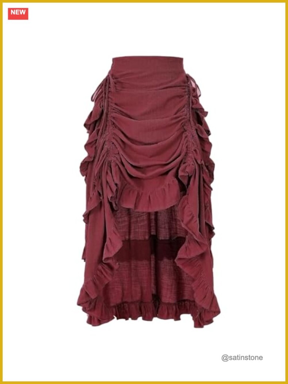 Women's Steampunk Renaissance Pirate High Low Ruffle Skirt